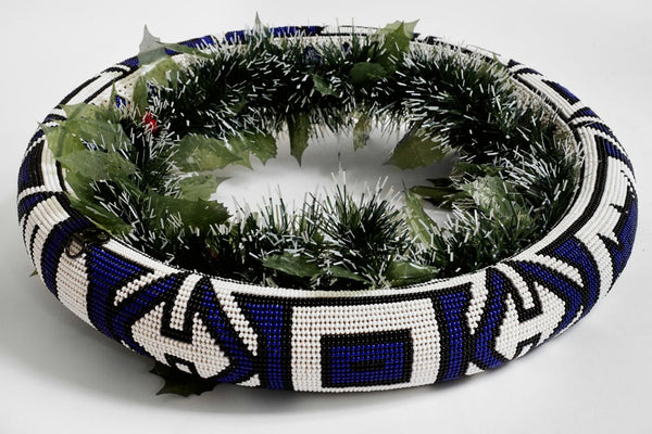 Extra Large Thando Circle Bowl Traditional blue black & white handmade  geometric jewelry  african design 